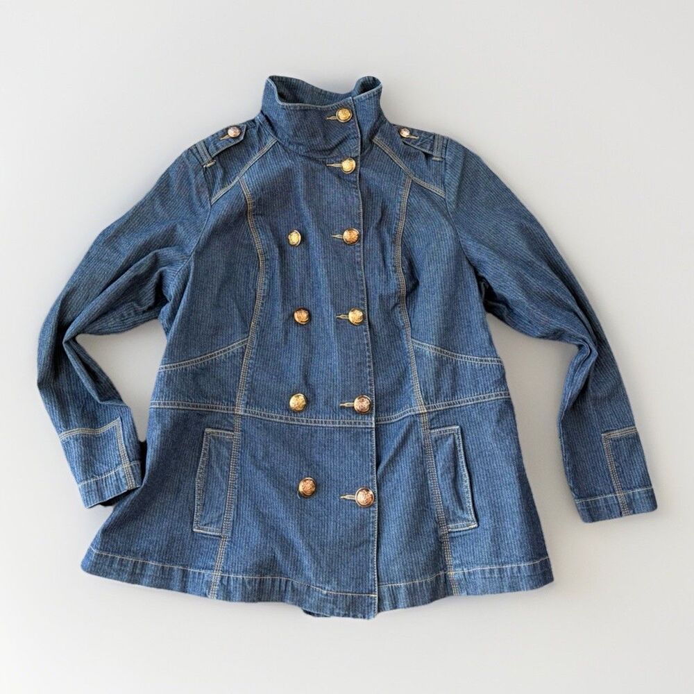 Lane Bryant Cotton Military Jacket Size 22 Plus Chambray